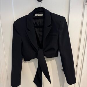 Zara Black Cropped Blazer Jacket